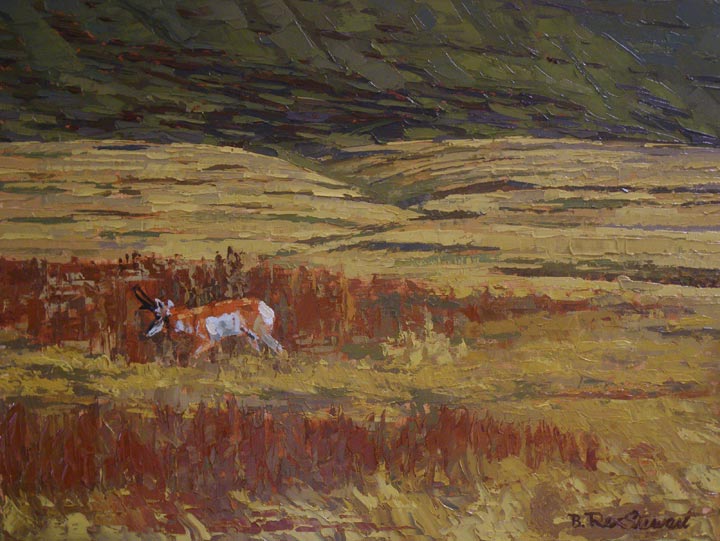 antelope oil painting b rex stewart montana palette knife painting